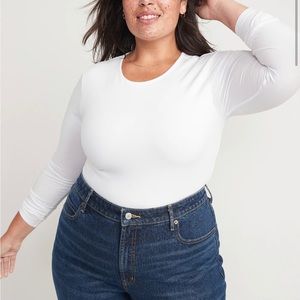 Long-Sleeve Jersey Thong Bodysuit White XXL NWT